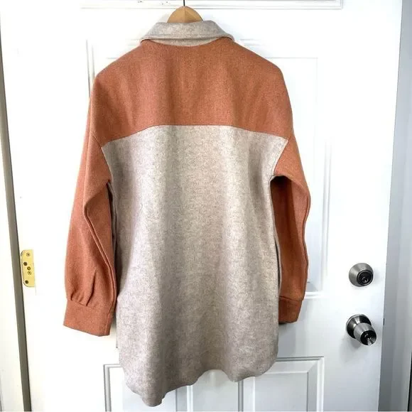 Hem & Thread Tan and Orange Shacket Size Medium NWOT - Picture 6 of 7